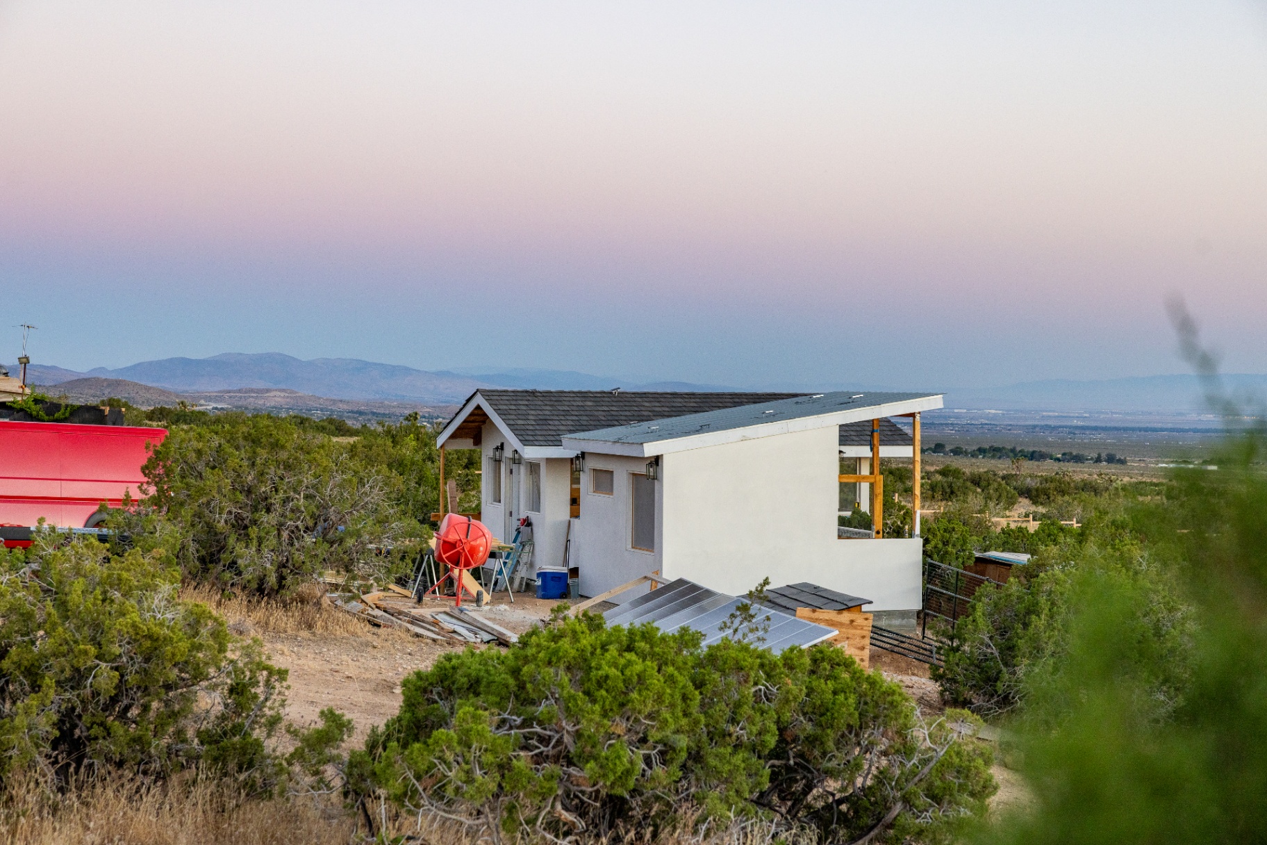 Rear and side view of the Husbandry structure with the surrounding land